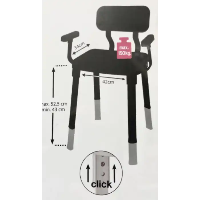 Cappadocia Sırt Ve Kol Destekli Banyo Sandalyesi