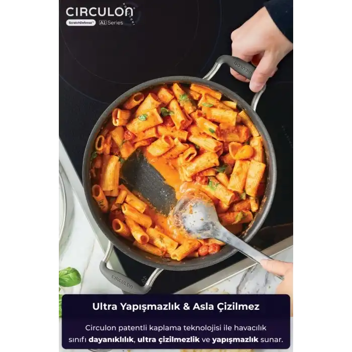 Circulon 24 * 8 cm Kapaklı Sığ Tencere