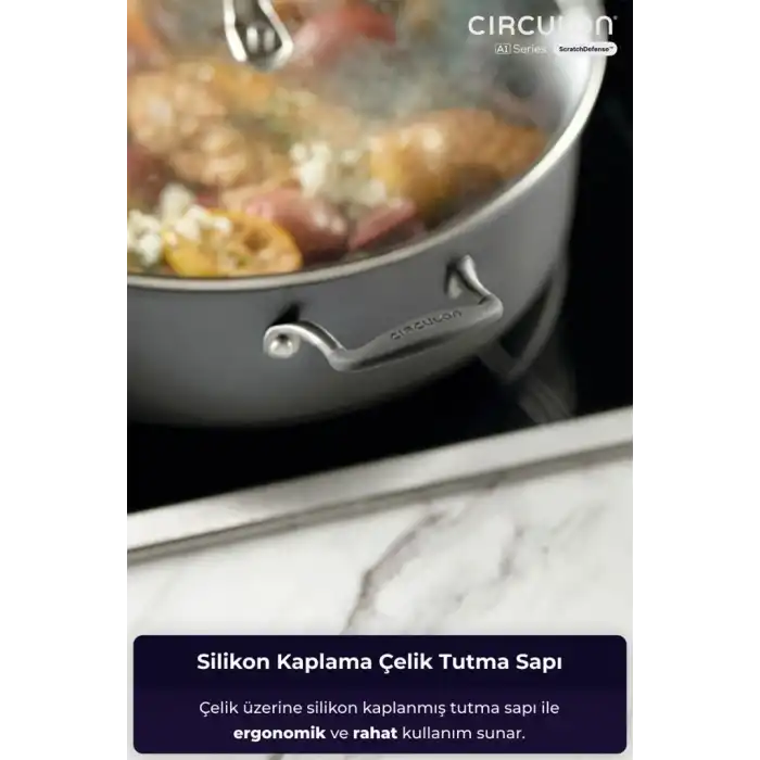 Circulon 24 * 8 cm Kapaklı Sığ Tencere