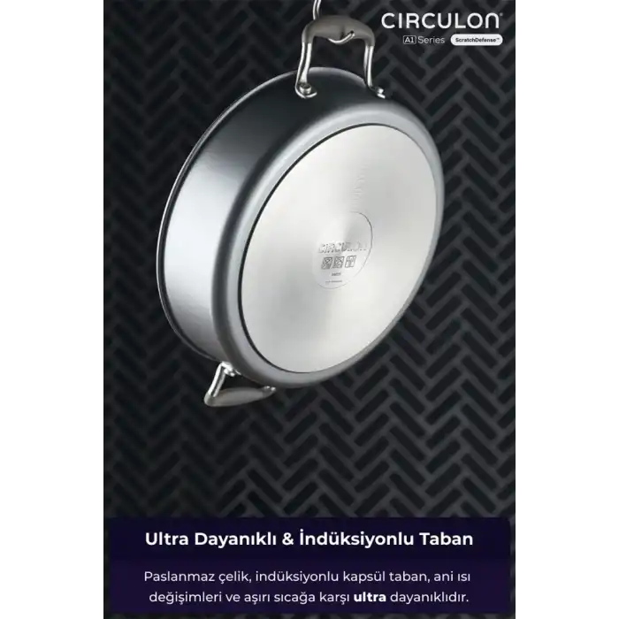 Circulon 24 * 8 cm Kapaklı Sığ Tencere