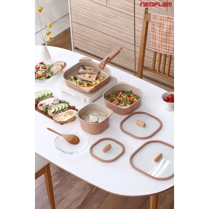 Comfort 10 Parça Tencere Seti Çıkarılabilir Saplı İç İçe Geçebilen Terracota