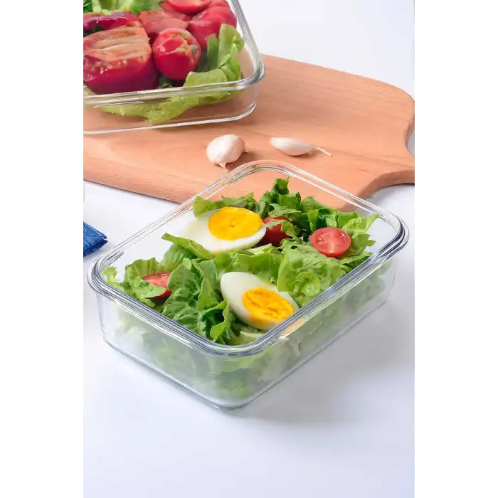 Dikdörtgen Cam Saklama Kabı 1730 Ml