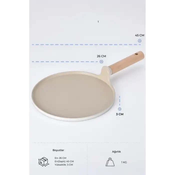 Fika Alüminyum Döküm Xtrema Kaplama Krep Tava 26cm Bej