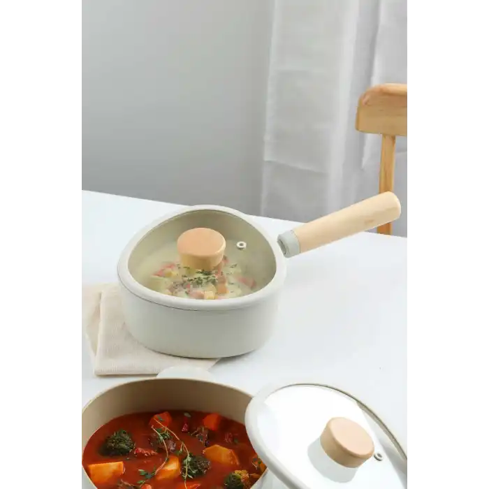 Fika Apex Seramik Kaplama İndüksiyonlu Sos Tenceresi 18 CM - Bej