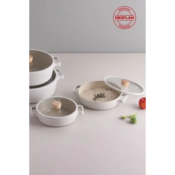 Fika Cam Kapaklı Alüminyum Xtrema Kaplama Sahan Set 2li 20-22 cm. Bej