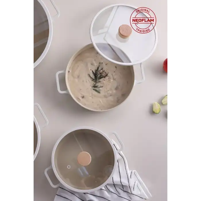 Fika Cam Kapaklı Alüminyum Xtrema Kaplama Sahan Set 2li 20-22 cm. Bej