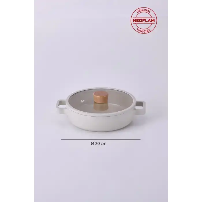 Fika Cam Kapaklı Alüminyum Xtrema Kaplama Sahan Set 2li 20-22 cm. Bej