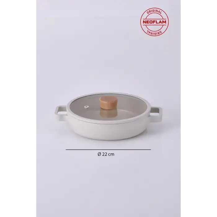 Fika Cam Kapaklı Alüminyum Xtrema Kaplama Sahan Set 2li 20-22 cm. Bej