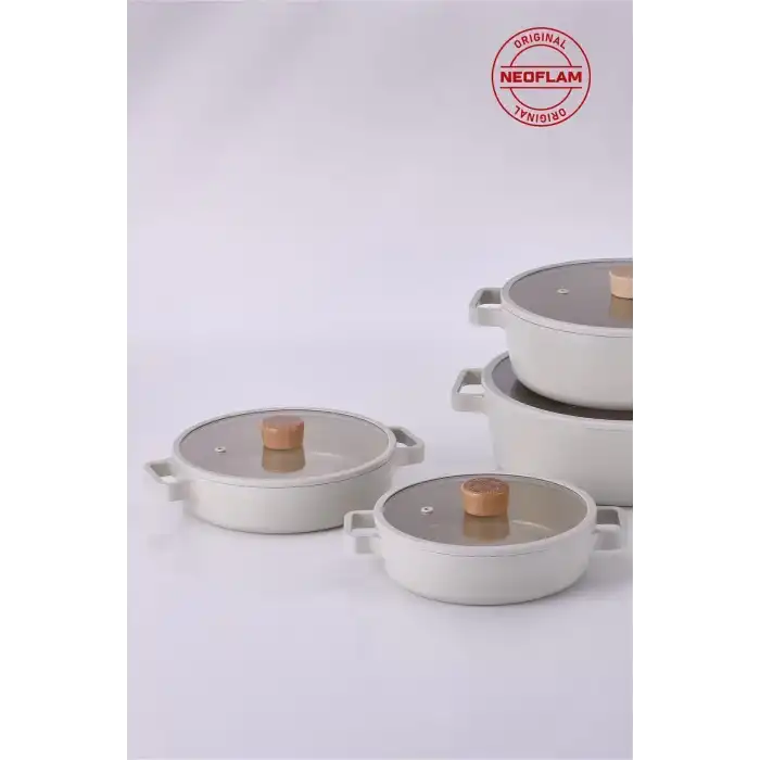 Fika Cam Kapaklı Alüminyum Xtrema Kaplama Sahan Set 2li 20-22 cm. Bej