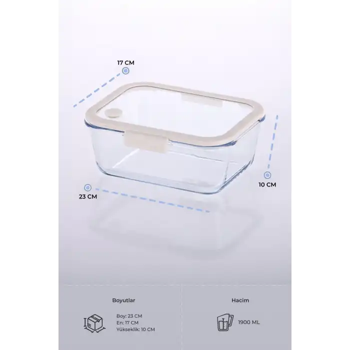 Fika Glace Vakumlu Cam Saklama Kabı 1900 Ml Bej