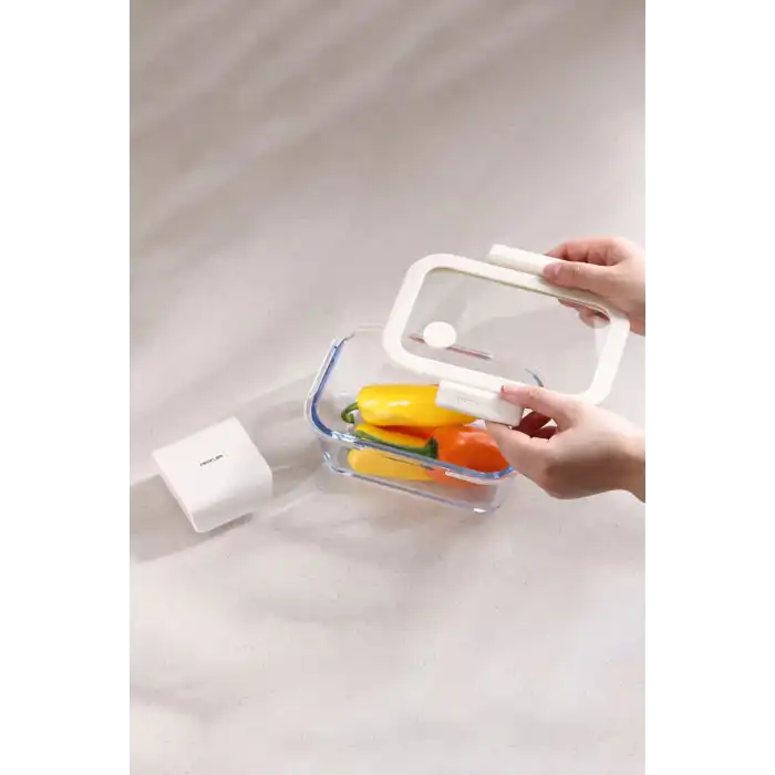 Fika Glace Vakumlu Cam Saklama Kabı 1900 Ml Bej