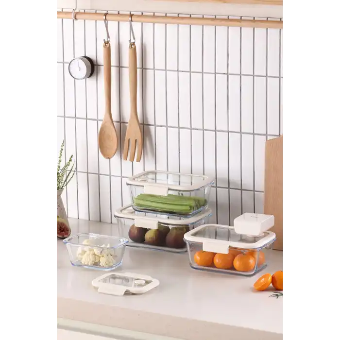 Fika Glace Vakumlu Cam Saklama Kabı 1900 Ml Bej