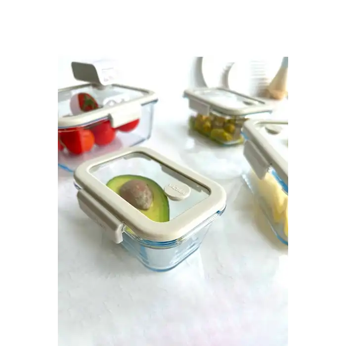 Fika Glace Vakumlu Cam Saklama Kabı Bej 5 Parça Set