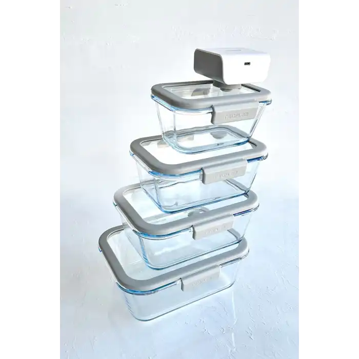 Fika Glace Vakumlu Saklama Kabı Seti Gri 5 Parça