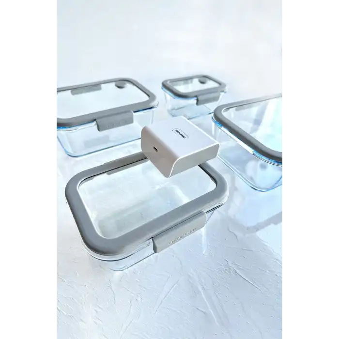 Fika Glace Vakumlu Saklama Kabı Seti Gri 5 Parça