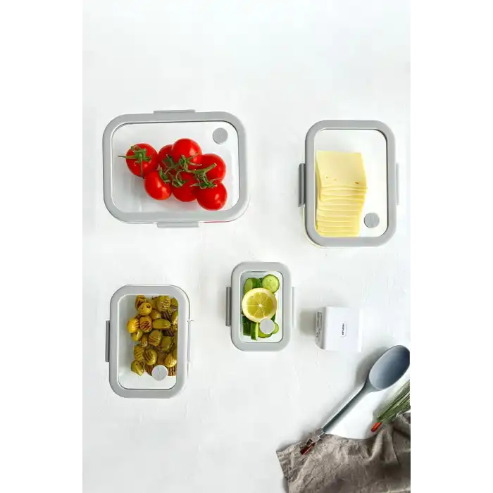 Fika Glace Vakumlu Saklama Kabı Seti Gri 5 Parça