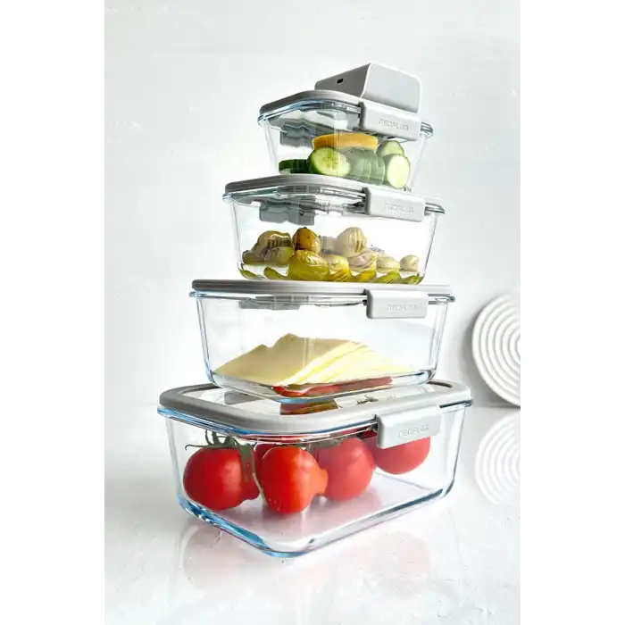 Fika Glace Vakumlu Saklama Kabı Seti Gri 5 Parça