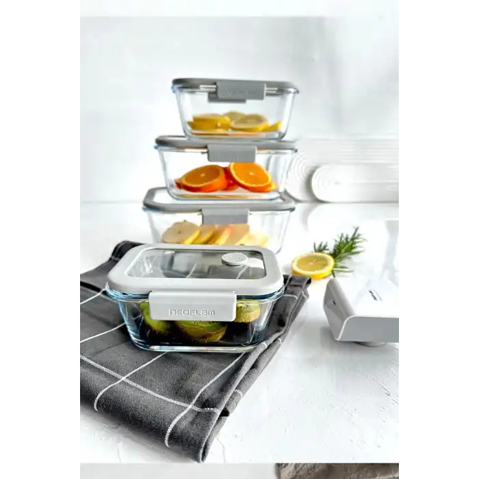 Fika Glace Vakumlu Saklama Kabı Seti Gri 5 Parça