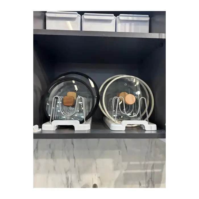 Fin Dolap Içi Tencere Kapak Tutucu Gri