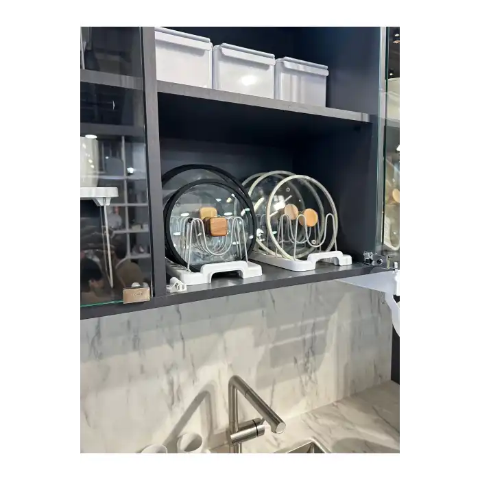 Fin Dolap Içi Tencere Kapak Tutucu Gri