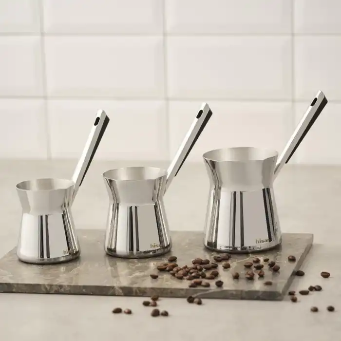 Galata 3 Parça Çelik Cezve Seti Siyah