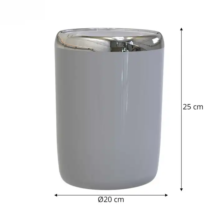 Lima Çöp Kovası Gri Plastik Gövde Krom Dekorlu 6 l.
