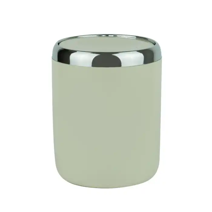 Lima Döner Kapaklı Banyo Mutfak Ofis Çöp Kovası Krom Dekorlu Bej 6 Lt