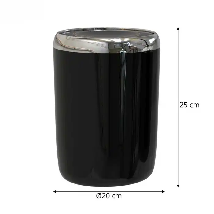 Lima Çöp Kovası Siyah Plastik Gövde Krom Dekorlu 6 l.