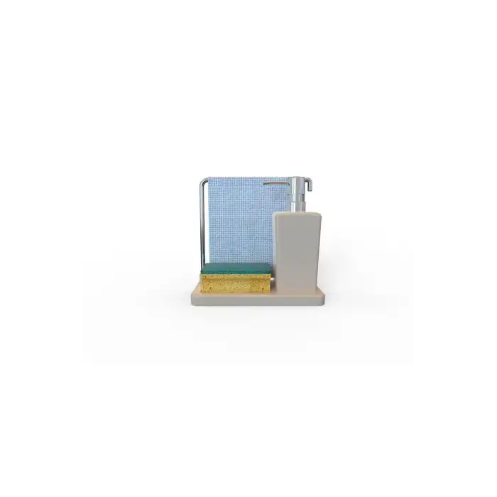 Luna Paslanmaz Aluminyum Bez Askılı Mutfak Sıvı Sabunluk Bej