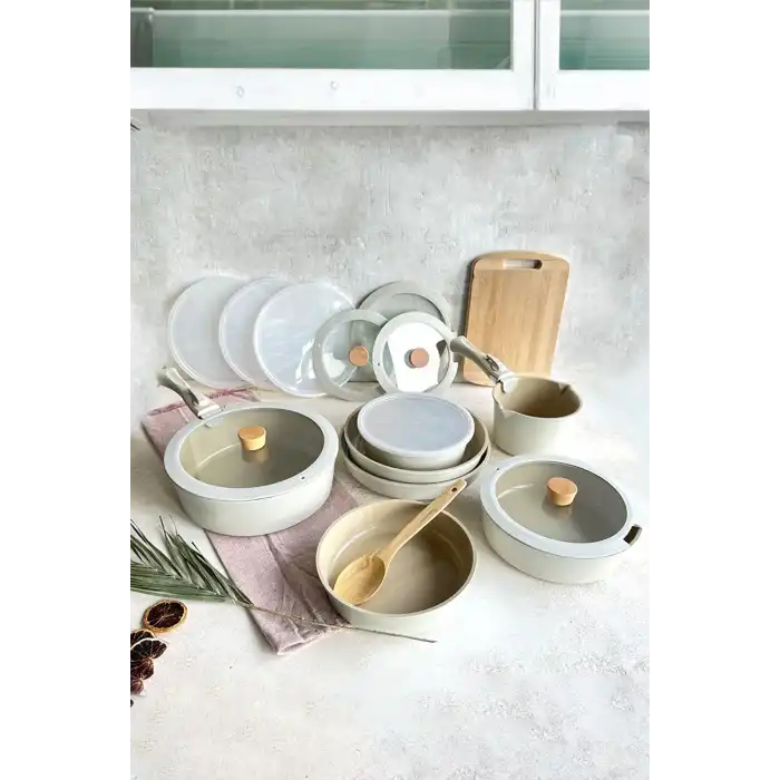 Midas 18 Parça Tencere Seti Çıkarılabilir Saplı İç İçe Geçebilen İndüksiyonlu