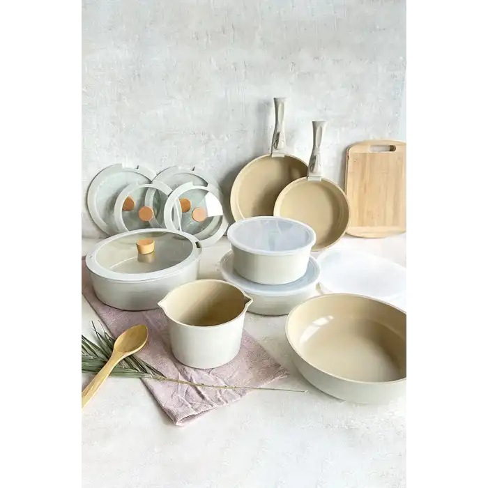 Midas 18 Parça Tencere Seti Çıkarılabilir Saplı İç İçe Geçebilen İndüksiyonlu