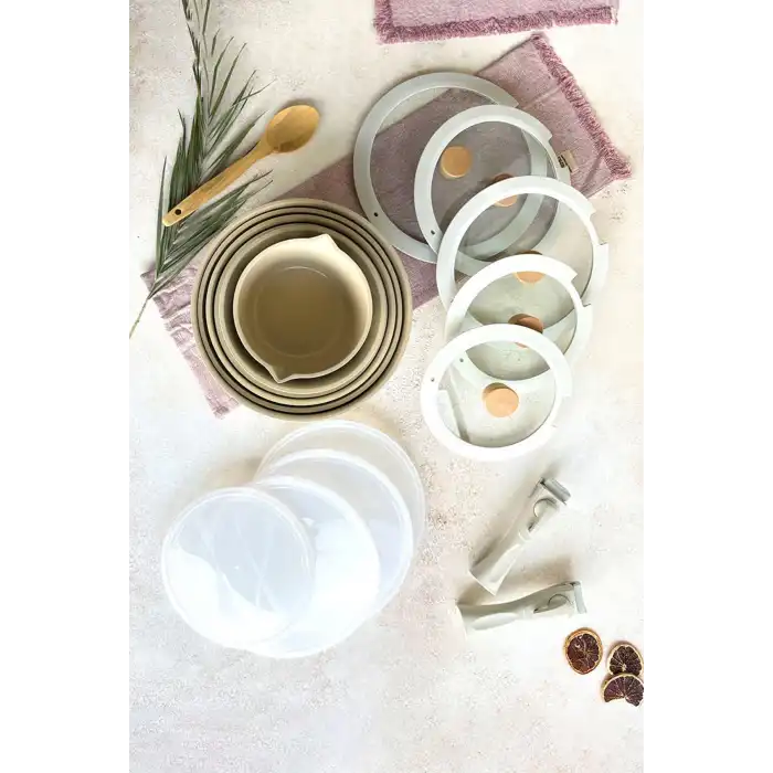 Midas 18 Parça Tencere Seti Çıkarılabilir Saplı İç İçe Geçebilen İndüksiyonlu