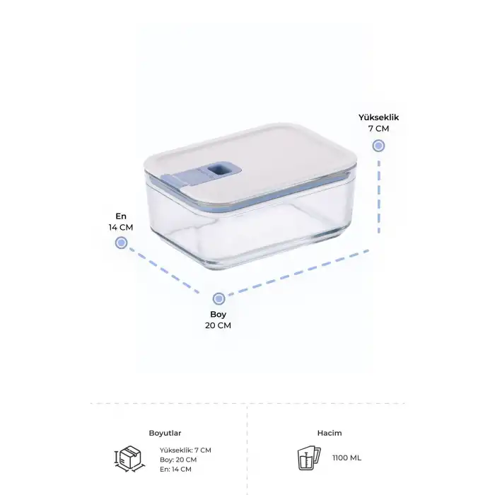 Perfect Seal Cam Saklama Kabı 1100 Ml.