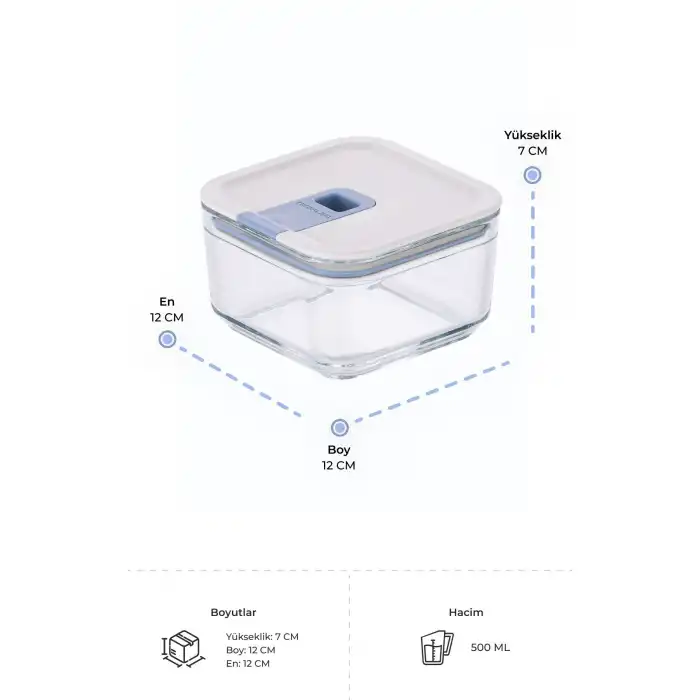 Perfect Seal Kare Cam Saklama Kabı 500 Ml.