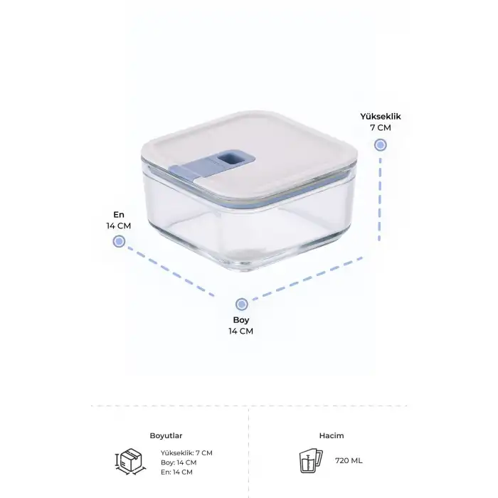 Perfect Seal Kare Cam Saklama Kabı 720 Ml.