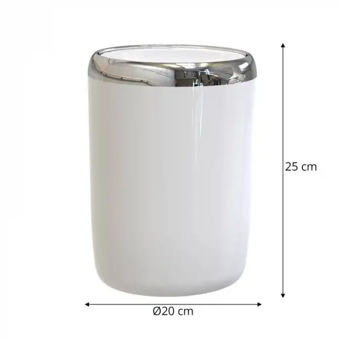 Lima Çöp Kovası Beyaz Plastik Gövde Krom Dekorlu 6 l.