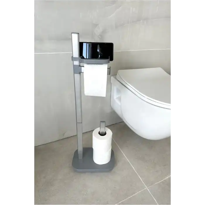 Sui Tuvalet Kağıtlık Tuvalet Fırçalı Gri