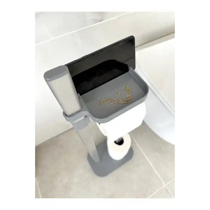 Sui Tuvalet Kağıtlık Tuvalet Fırçalı Gri