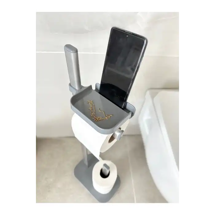 Sui Tuvalet Kağıtlık Tuvalet Fırçalı Gri