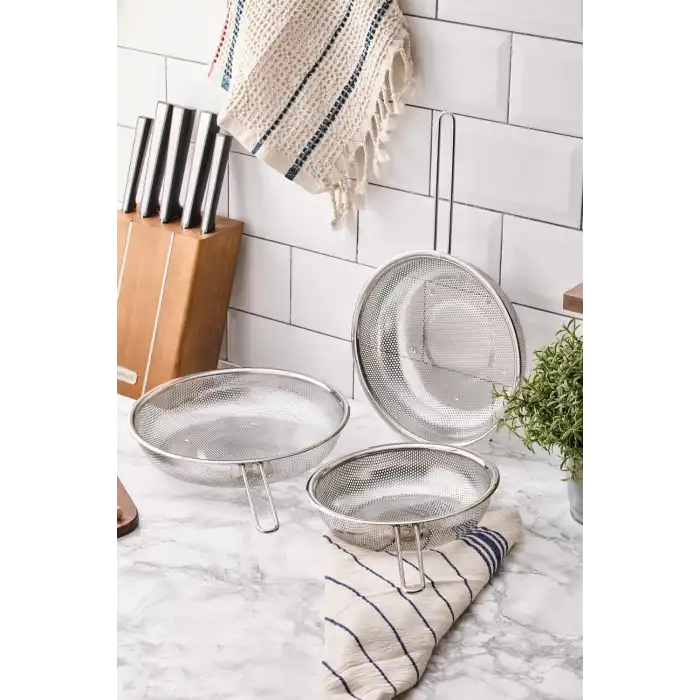 Kulplu Çelik Süzgeç Kevgir 21 Cm.