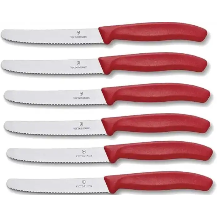 Victorinox 6 adet ekmek bıçağı, tereyağı bıçağı, Swiss Classic, polipropilen paslanmaz çelik, Kırmızı, tek beden