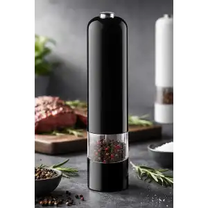 Paslanmaz Çelik Tuz & Karabiber Öğütücü Pilli - Siyah