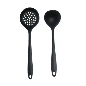 Burcummm Silikon 2 li Uzun Kepçe Kevgir Seti Siyah