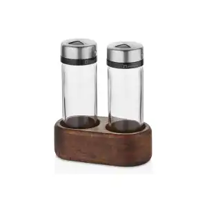 Burcummm Wenge Ağacı Standlı 2 li Tuzluk & Biberlik & Baharatlık