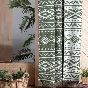 Etno V2 Çift Kişilik Battaniye Yeşil