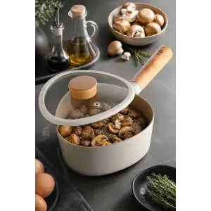 Fika Apex Seramik Kaplama İndüksiyonlu Sos Tenceresi 18 CM - Bej