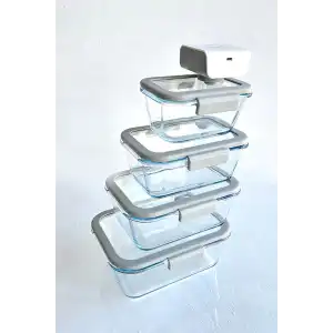 Fika Glace Vakumlu Saklama Kabı Seti Gri 5 Parça