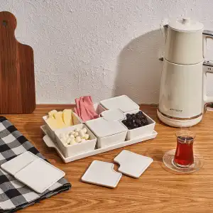 15 Parça Tepsili Dikdörtgen Kahvaltılık