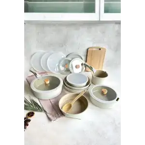 Midas 18 Parça Tencere Seti Çıkarılabilir Saplı İç İçe Geçebilen İndüksiyonlu