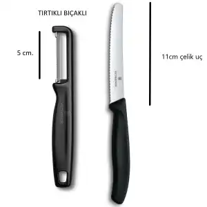 Siyah Soyacak & Bıçak Seti 2 li (Tırtıklı Kenar & Tırtıklı Kenar)